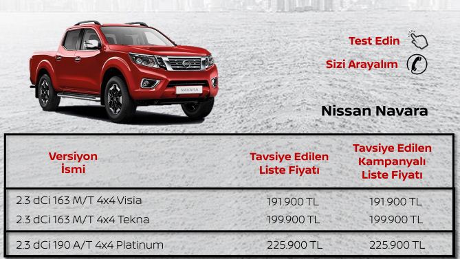 Nissan Navara Eylül 2019 Fiyatı