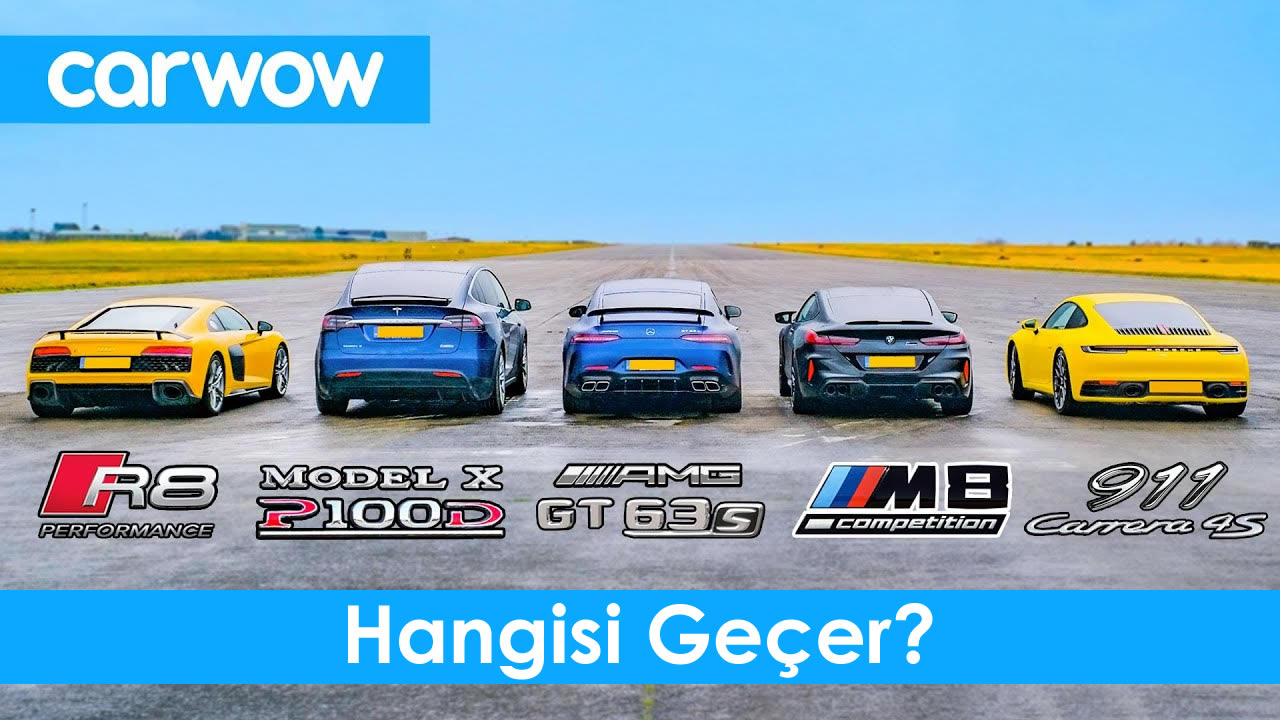 Hangisi Geçer? BMW M8 – Audi R8 – Mercedes-AMG GT 63 S – Porsche 911 – Tesla Model X