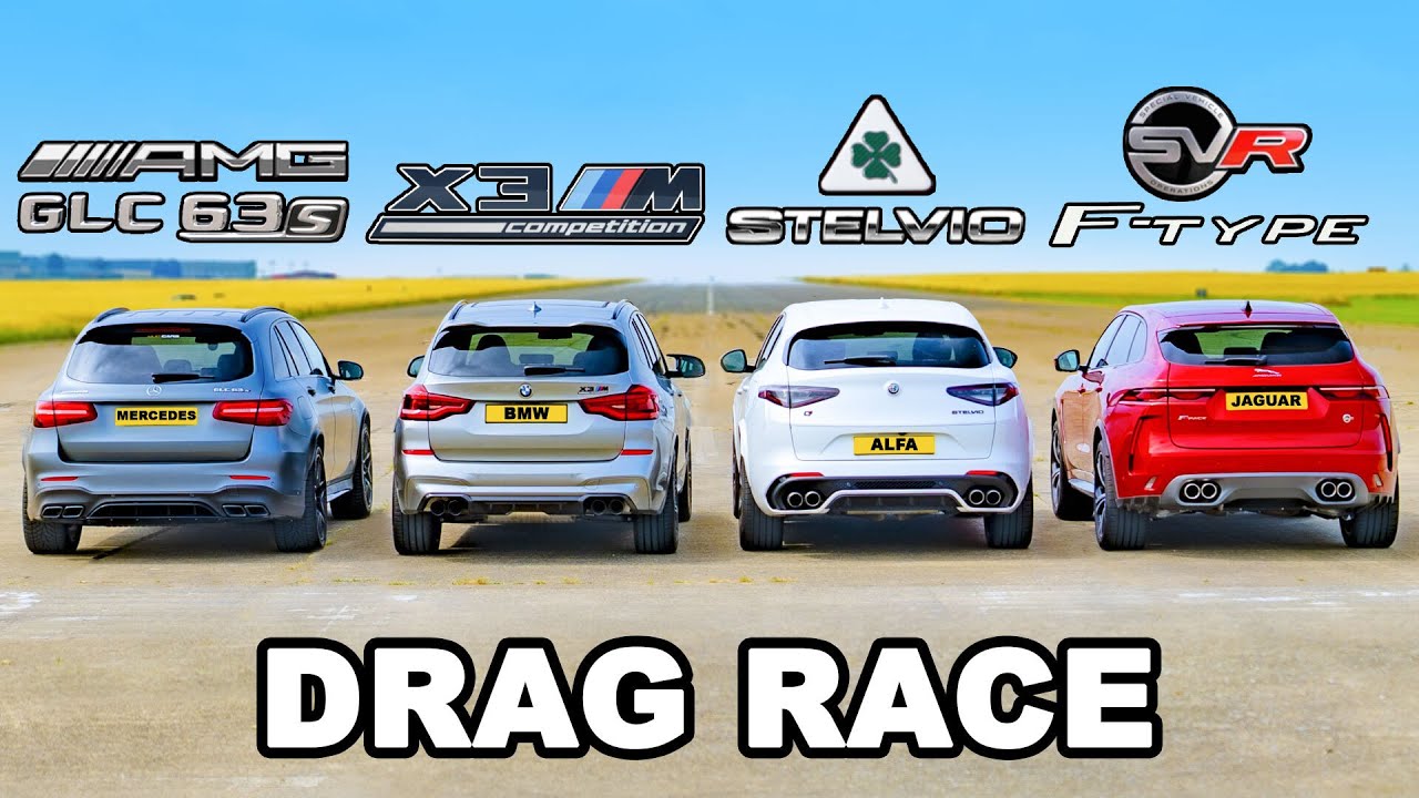 SUV Drag: Stelvio – X3M – GLC 63 S – Jaguar F-Pace SVR