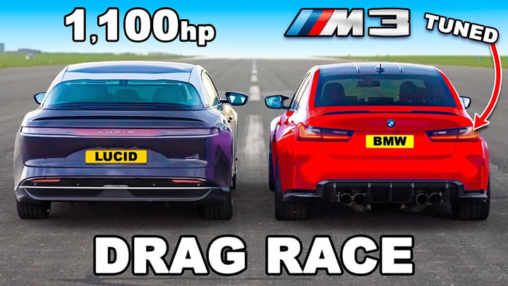 Drag: 1100 BG Lucid Air – 750 BG BMW M3